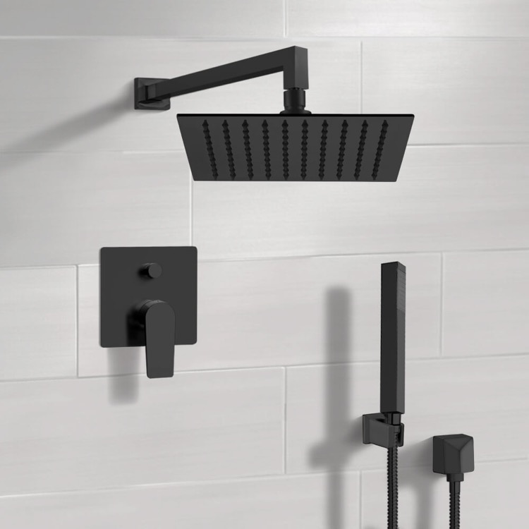 Shower Faucet, Remer SFH36, Matte Black Shower Set With Rain Shower Head and Hand Shower